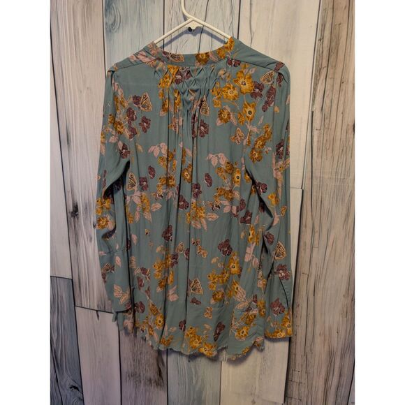 Free People Long Sleeve Oversized Floral Boho Chic Tunic Top Size XS Hippie - Picture 6 of 6